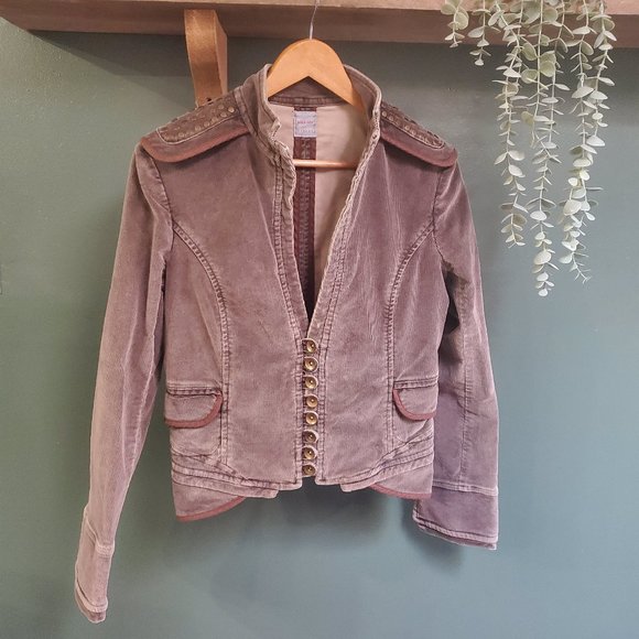 sass & bide Sydney |  Brown Long Sleeve Studded Corduroy  Button Corduroy Jacket - Picture 1 of 6